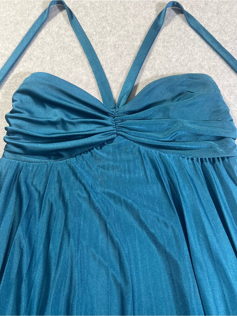 Blondie Nites Teal Strapless Ruched Bust Party Dress